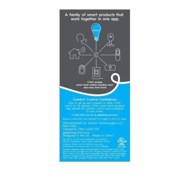 GE CYNC Smart Edison Style Light Bulb,Full Color,Bluetooth & Wi-Fi Enabled *NEW* - Picture 2 of 4